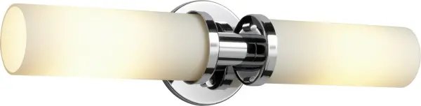 Collection: PEBBLE Finish: Polished Chrome Glass: White Opal Glass Width: 20.50" Height: 4.25" Weight: 5.00 lb Extension from Wall: 4.00" Number of Bulbs: 2 Maximum Wattage: 60.00 W Bulb Type: T10 Bulb Base: Medium Voltage: 120.00 V Material: Steel Country of Origin: China Safety Listing: UL, ETL Safety Rating: Damp Manufacturer Warranty: 1 year from date of purchase