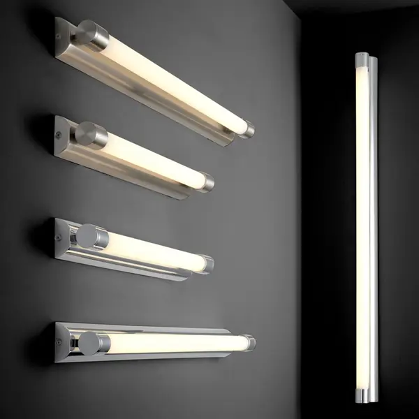 The Skyline vanity light delivers clean, contemporary styling with its polished chrome finish and matte white acrylic diffuser. At 24 inches wide, it provides excellent task lighting for medium-sized vanities while maintaining a slim 3.25-inch profile. - alternate view