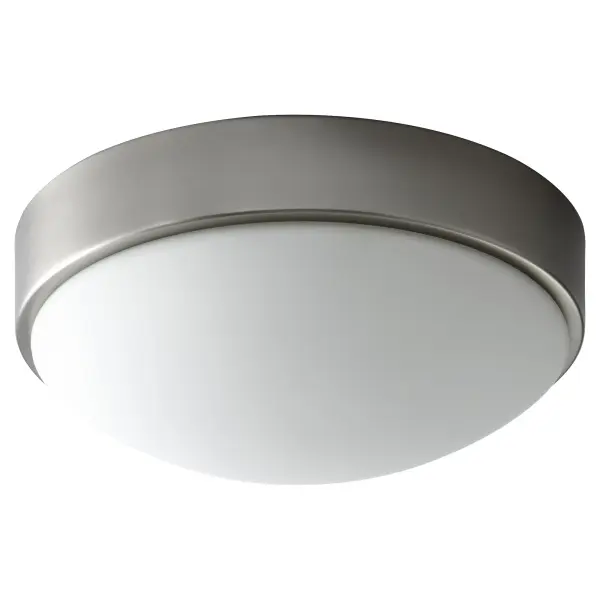 The Journey 11" flush mount offers versatile lighting in a compact profile. Its satin nickel finish and glass shade provide a clean, understated look suitable for smaller spaces and low ceilings.