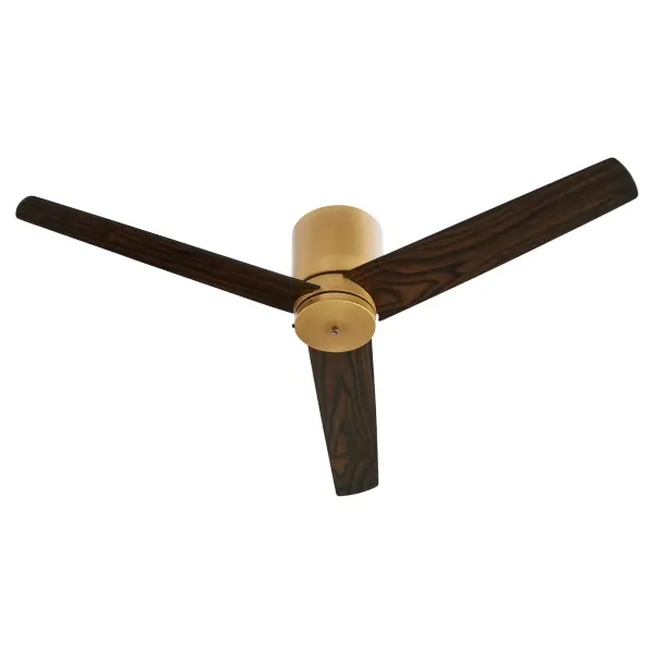 The Banzai hugger fan is ideal for rooms with low ceilings, offering efficient airflow in a sleek, modern design. Its brushed brass finish adds warmth while the flush-mount design maximizes headroom.