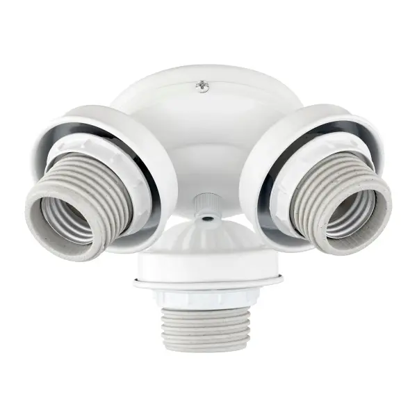This 3-light LED fan light kit combines timeless design with modern efficiency. The studio white finish and sculpted silhouette complement both traditional and transitional ceiling fans, providing directional lighting.