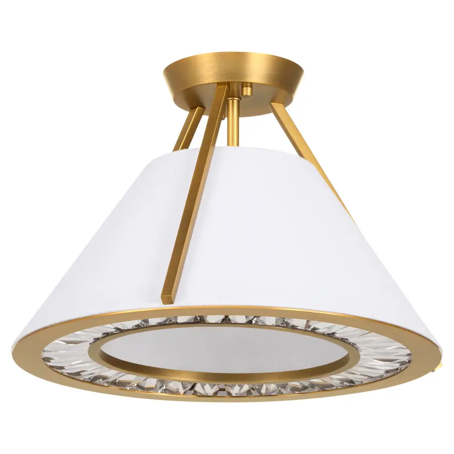 Gorham 16" Semi-Flush Mount in Brushed Brass - Image 1