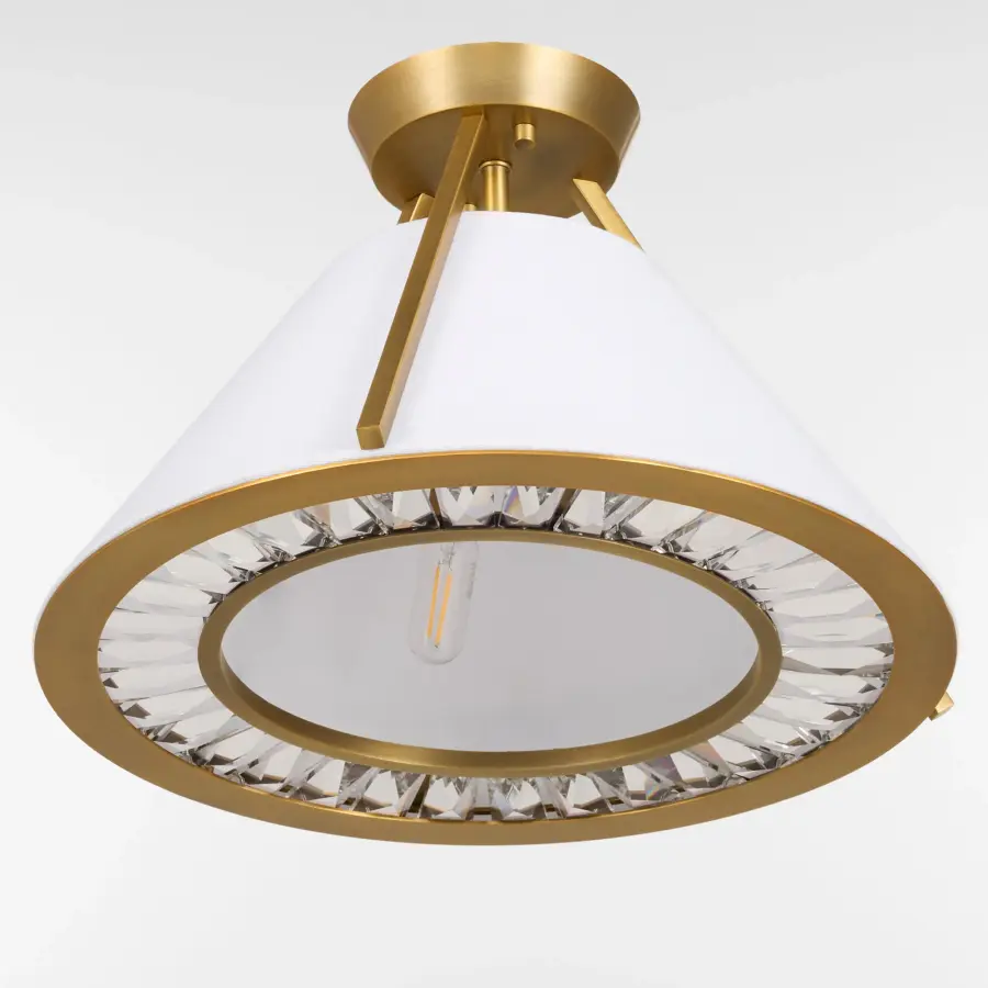 Gorham 16" Semi-Flush Mount in Brushed Brass - Image 3