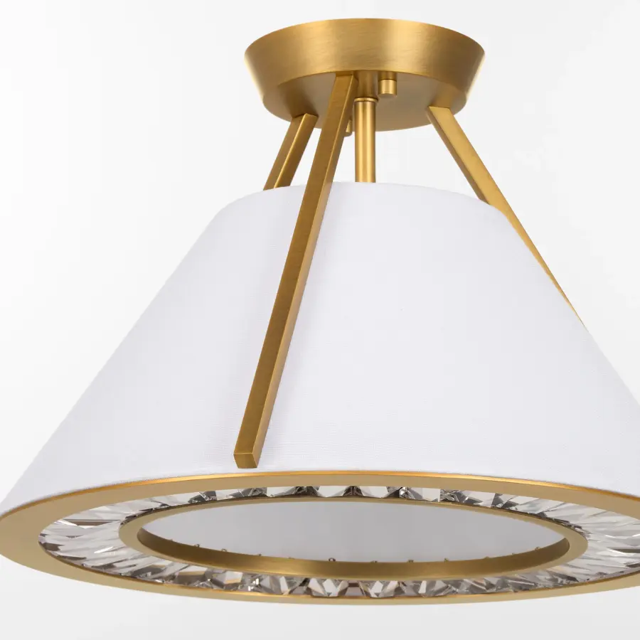 Gorham 16" Semi-Flush Mount in Brushed Brass - Image 4