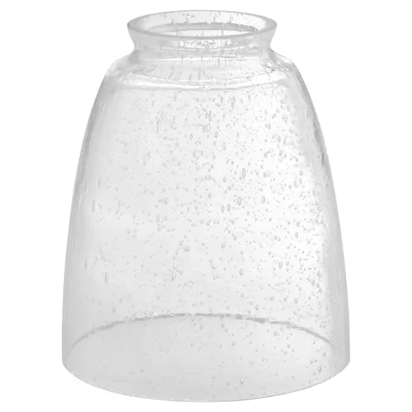 A compact 4.25" x 5" glass shade featuring a classic clear and seeded glass design. Perfect for updating existing fixtures or replacing damaged shades across various room types.