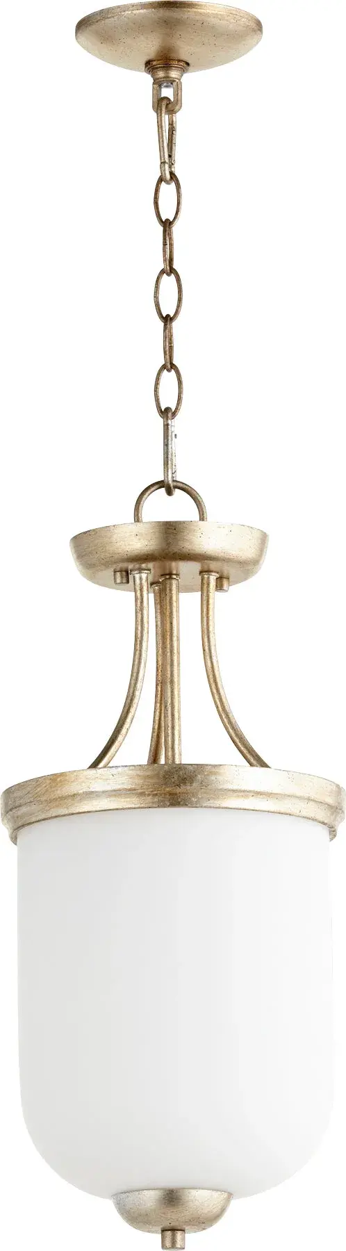 The Enclave dual mount offers flexible installation as either flush or semi-flush, making it ideal for rooms with varying ceiling heights. Its aged silver leaf finish adds sophisticated charm to transitional spaces.