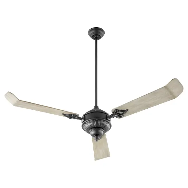 The Brewster ceiling fan delivers timeless traditional design with three slender blades and a compact body. Its textured black finish and quiet operation make it ideal for year-round energy efficiency in larger spaces.