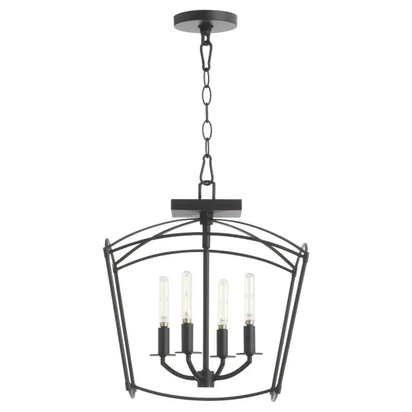 The Mantle 4 Light combines industrial cage styling with farmhouse warmth. Its distinctive pentagonal prism shape and dual-mount versatility make it ideal for various spaces, from dining rooms to entryways. - alternate view
