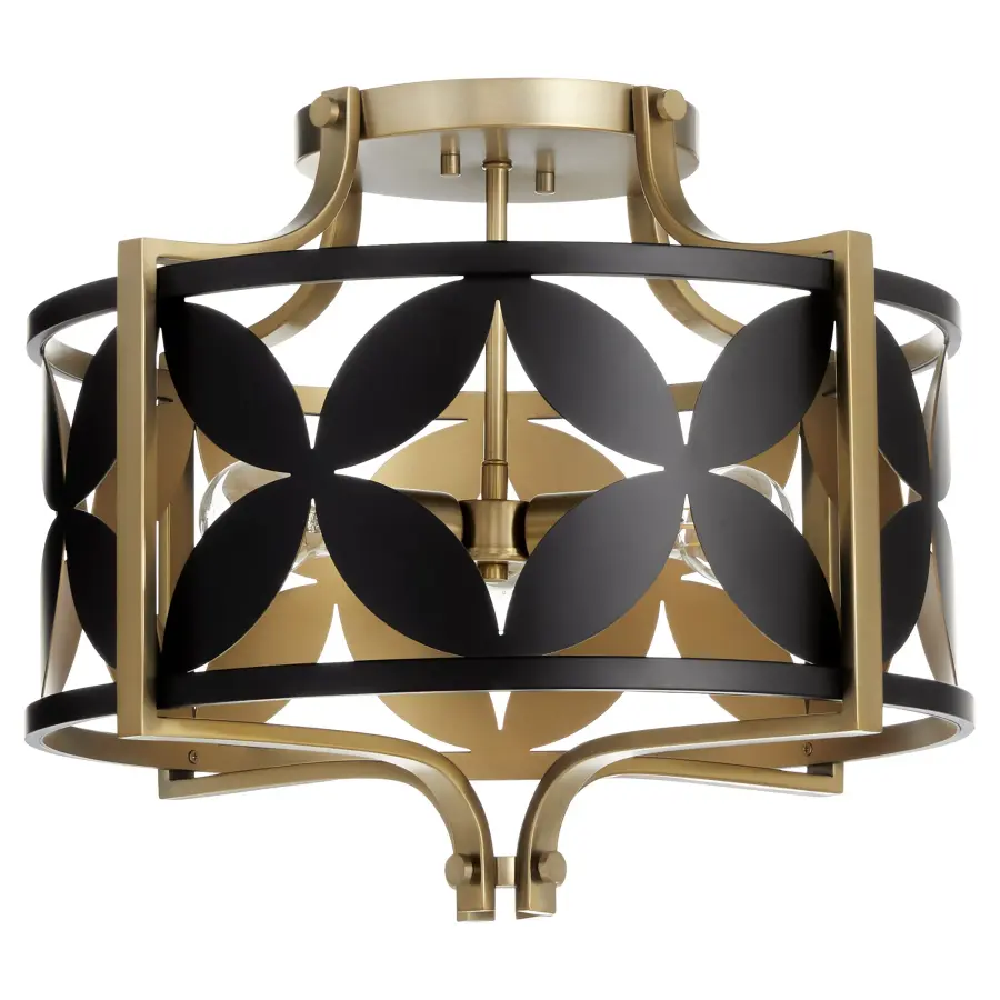 Mariposa 3-Light Semi-Flush Mount in Aged Brass - Image 1
