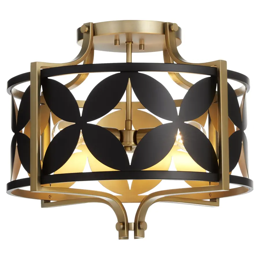 Mariposa 3-Light Semi-Flush Mount in Aged Brass - Image 2
