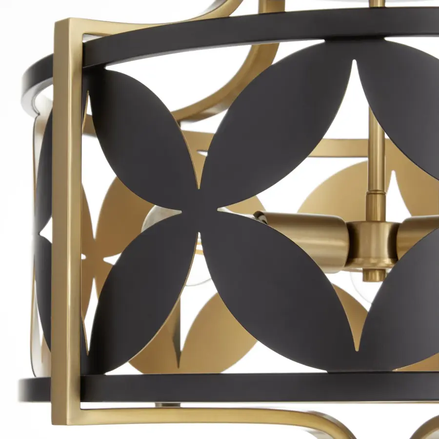 Mariposa 3-Light Semi-Flush Mount in Aged Brass - Image 3
