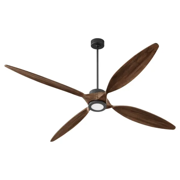 The Papillon 80" ceiling fan combines contemporary aesthetics with smart home technology. Built-in Bond WiFi capability allows seamless control, while the matte black finish adds sophistication to large spaces. - alternate view