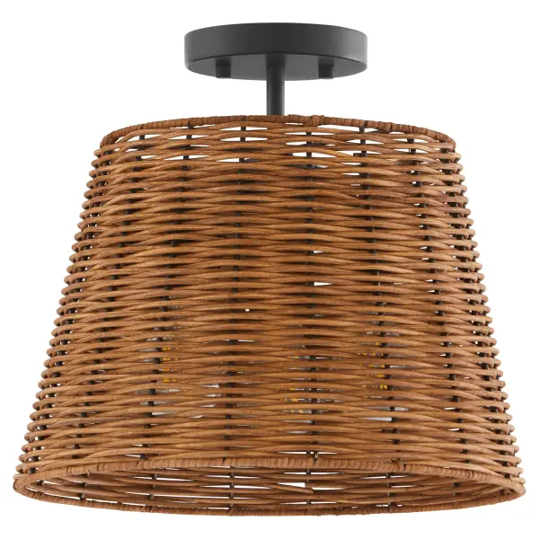 Robinson Wicker 3-Light Semi-Flush Mount in Matte Black - Image 1