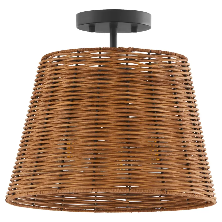 Robinson Wicker 3-Light Semi-Flush Mount in Matte Black - Image 1