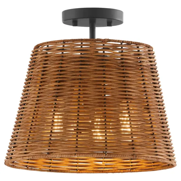 Robinson Wicker 3-Light Semi-Flush Mount in Matte Black - Image 2