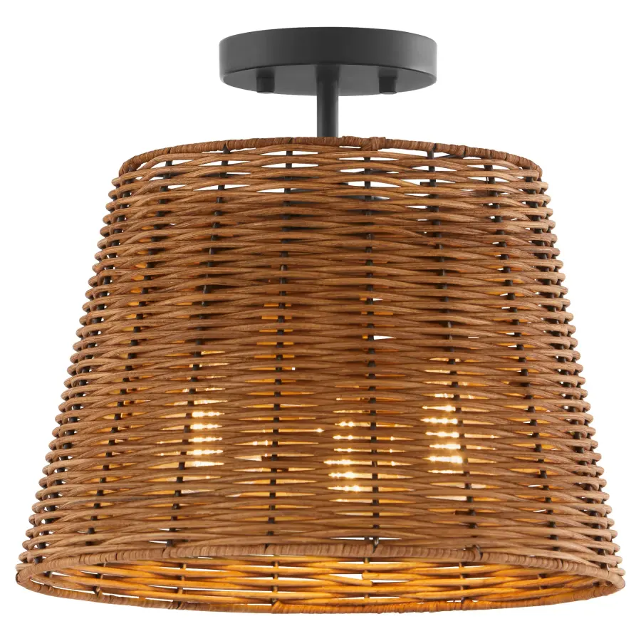 Robinson Wicker 3-Light Semi-Flush Mount in Matte Black - Image 2