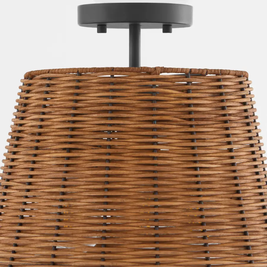 Robinson Wicker 3-Light Semi-Flush Mount in Matte Black - Image 3
