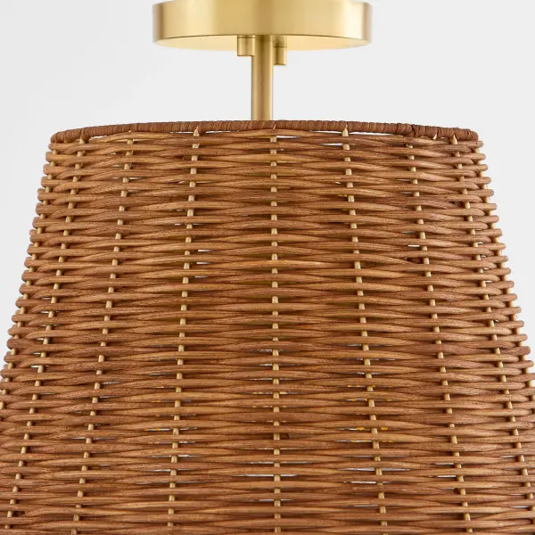 Robinson Wicker 3-Light Semi-Flush Mount in Aged Brass - Image 4