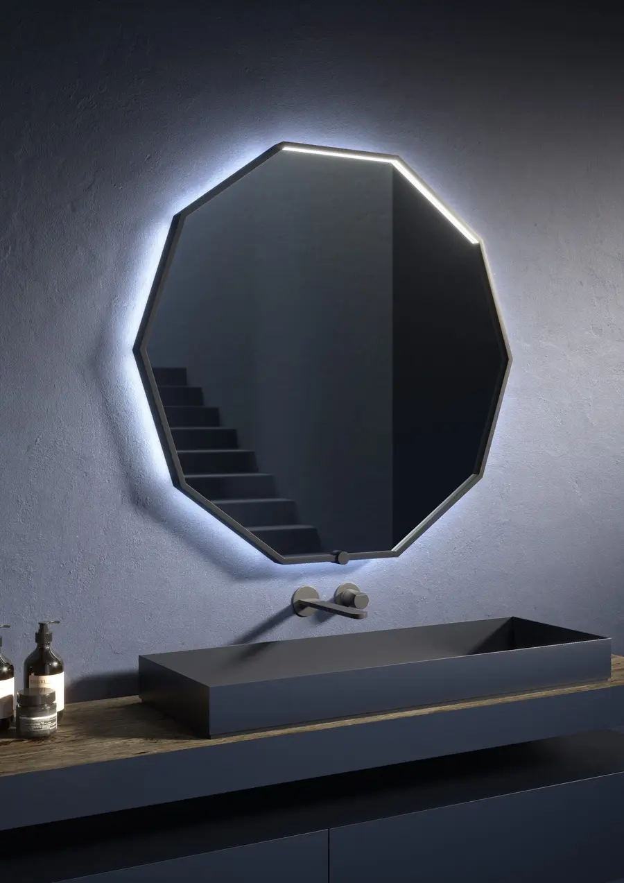 Deca LED Mirror in Black - Image 6