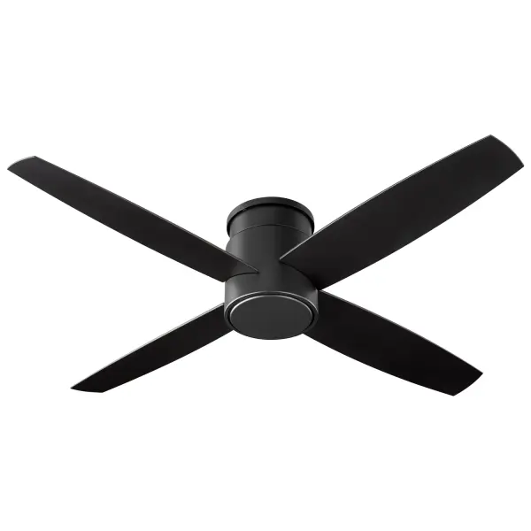 Collection: Oslo Finish: Black Width: 52.00" Height: 10.25" Weight: 19.00 lb Wire: 22" Voltage: 120.00 V RPM: 151 Airflow: 3664 CFM Electricity Use: 64 W Airflow Efficiency: 65 CFM/W Blade Pitch: 14° Blade Span: 52" Blade Finish: Matte Black/Matte Black Blade Quantity: 4 Speeds: 3 Control: Hi/Med/Lo/Off Material: steel and wood Country of Origin: China Safety Listing: UL, ETL Safety Rating: Damp Manufacturer Warranty: Limited lifetime