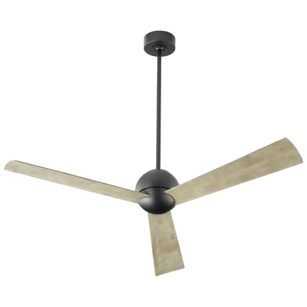 Collection: Rondure Finish: Black Width: 54.00" Height: 12.25" Weight: 15.50 lb Wire: 80" Voltage: 120.00 V RPM: 165 Airflow: 6665 CFM Electricity Use: 32 W Airflow Efficiency: 225 CFM/W Blade Pitch: 16° Blade Span: 54" Blade Finish: Weathered Gray/Weathered Gray Blade Quantity: 3 Speeds: 6 Control: WC 9787BB / 65000 Downrod: 4"/6" Material: Steel, Aluminum, Plastic, Copper Country of Origin: China Safety Listing: UL, ETL Safety Rating: Damp Manufacturer Warranty: Limited Lifetime