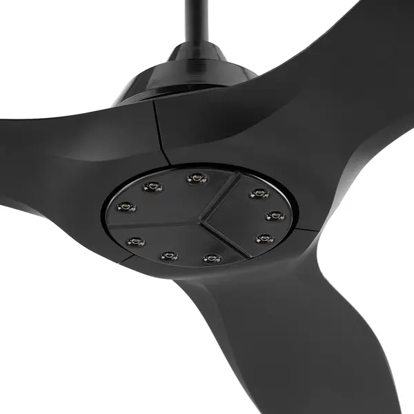 Collection: Avalon Finish: Black Notes: Wall control included Height: 11.00" Weight: 15.50 lb Wire: 80" Canopy: 6"dia. X 2.25"h Voltage: 120.00 V RPM: 170 Airflow: 6618 CFM Electricity Use: 20 W Airflow Efficiency: 212 CFM/W Blade Pitch: 14° Blade Span: 52" Blade Finish: Matte Black/Matte Black Blade Quantity: 3 Light Kit: Optional Speeds: 6 Control: With wall control Downrod: 4"/6" Material: Steel / Aluminum / ABS Country of Origin: China Safety Listing: UL, ETL Safety Rating: Damp Connection: Hardwire Manufacturer Warranty: Limited Lifetime - alternate view