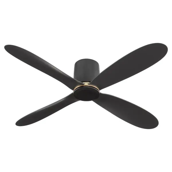 The Myriad 56" Hugger Fan has three finish options - with or without an 18-watt CCT LED light kit (sold separately). Straightforward in design, the Myriad is the perfect choice for any project with low ceilings with its quartet of rounded blades and a smooth cylinder motor. Smart by Bond technology allows you to control the fan's setting from any smart device. Collection: Myriad Finish: Black Height: 9.61" Weight: 17.50 lb Wire: 22" Voltage: 120.00 V RPM: 146 Airflow: 5832 CFM Airflow Efficiency: 174 CFM/W Blade Pitch: 13° Blade Span: 56" Blade Finish: Matte Black/Matte Black Blade Quantity: 4 Country of Origin: China Safety Listing: UL, ETL Safety Rating: Damp Manufacturer Warranty: Limited Lifetime