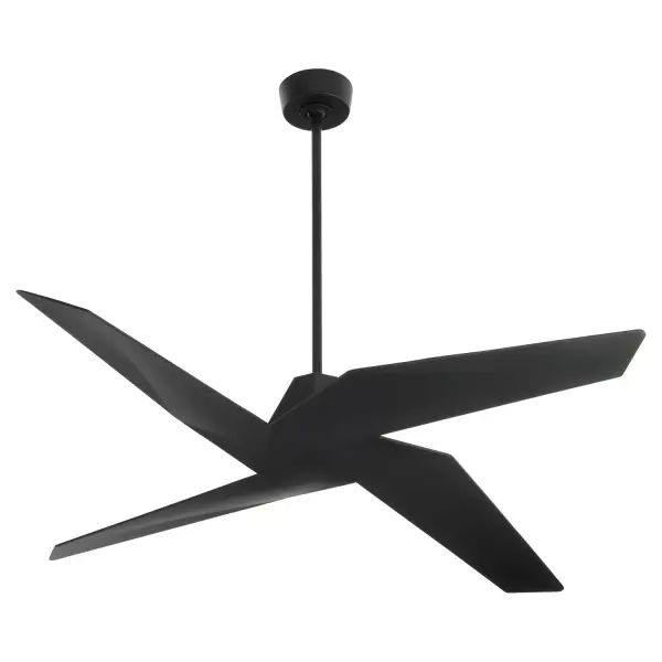 With form resembling Origami, the 60-inch blades of the Method ceiling fan give the fixture a powerfully artistic appeal that is sure to spark conversation between your guests. Adorn patio seating with the cooling comfort of four blades that look like folded paper with sharp angles and distinct corners. Give your guests and patrons the gift of art with the lasting creativity of this decorative, wet-rated ceiling fan. Not light kit adaptable. Collection: Method Finish: Black Height: 12.94" Weight: 16.60 lb Wire: 80" Voltage: 120.00 V RPM: 141 Airflow: 3973 CFM Blade Pitch: 11° Blade Span: 60" Blade Finish: Matte Black/Matte Black Blade Quantity: 3 Downrod: 6" Country of Origin: China Safety Listing: UL, ETL Safety Rating: Wet Manufacturer Warranty: Limited Lifetime