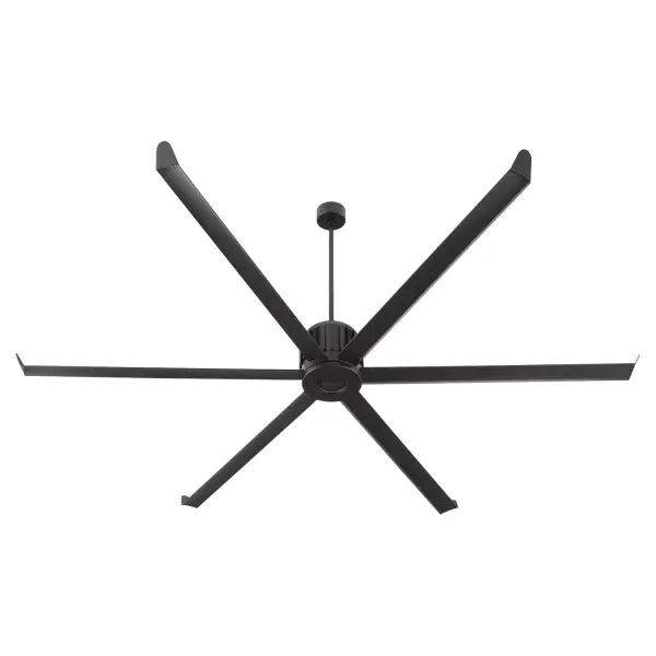 The eye-catching Enorme fan is noted for its massive span of 78 or 100 inches supported by a 3/4" diameter downrod - perfect for adding comfort to your outdoor space. The scale of the Enorme is punctuated by sleek style and detail found in six slim blades with upturned ends. Upgrade your Enorme fan with a companion 40-watt LED caged light kit with 5 CCT settings of 2700/3000/4000/5000/6000k (sold separately). A wet rating grants the Enorme the capability of enduring the elements while adding lasting comfort. Collection: Enorme Finish: Black Height: 21.94" Weight: 45.47 lb Wire: 80" Bulb Type: LED Voltage: 120.00 V RPM: 93 Airflow: 20563 CFM Blade Pitch: 11.5° Blade Span: 100" Blade Finish: Matte Black/Matte Black Blade Quantity: 6 Downrod: 10" Country of Origin: China Safety Listing: UL, ETL Safety Rating: Wet