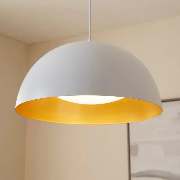 Lucci LED Pendant in White and Industrial Brass - Image 5
