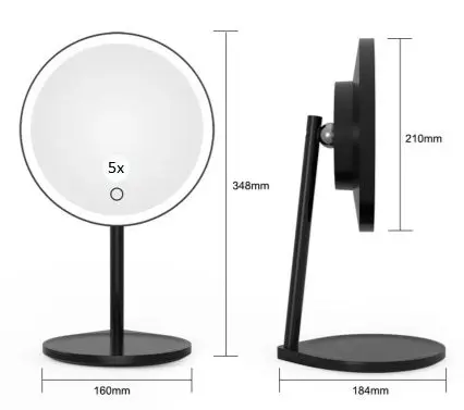 Solo LED Lighted Makeup Mirror in Black - Image 3