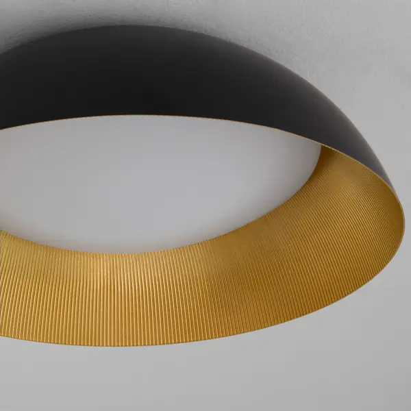 Lucci LED Flush Mount in Black with Industrial Brass - Image 3