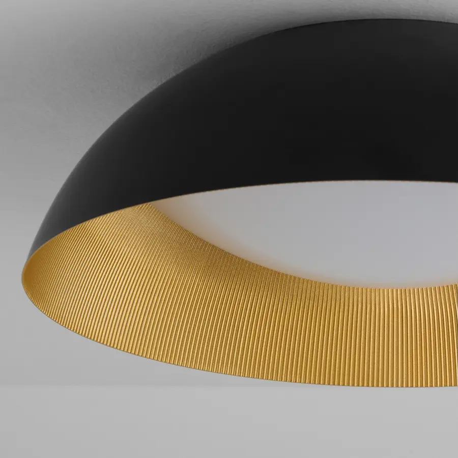 Lucci LED Flush Mount in Black with Industrial Brass - Image 4
