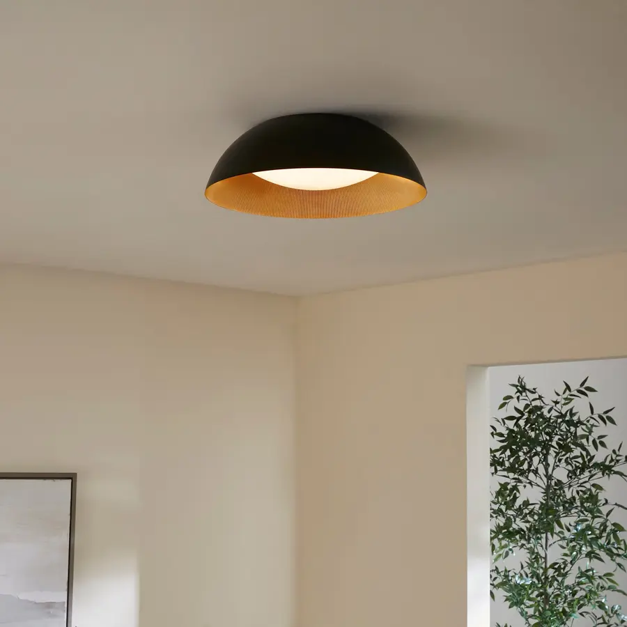 Lucci LED Flush Mount in Black with Industrial Brass - Image 5
