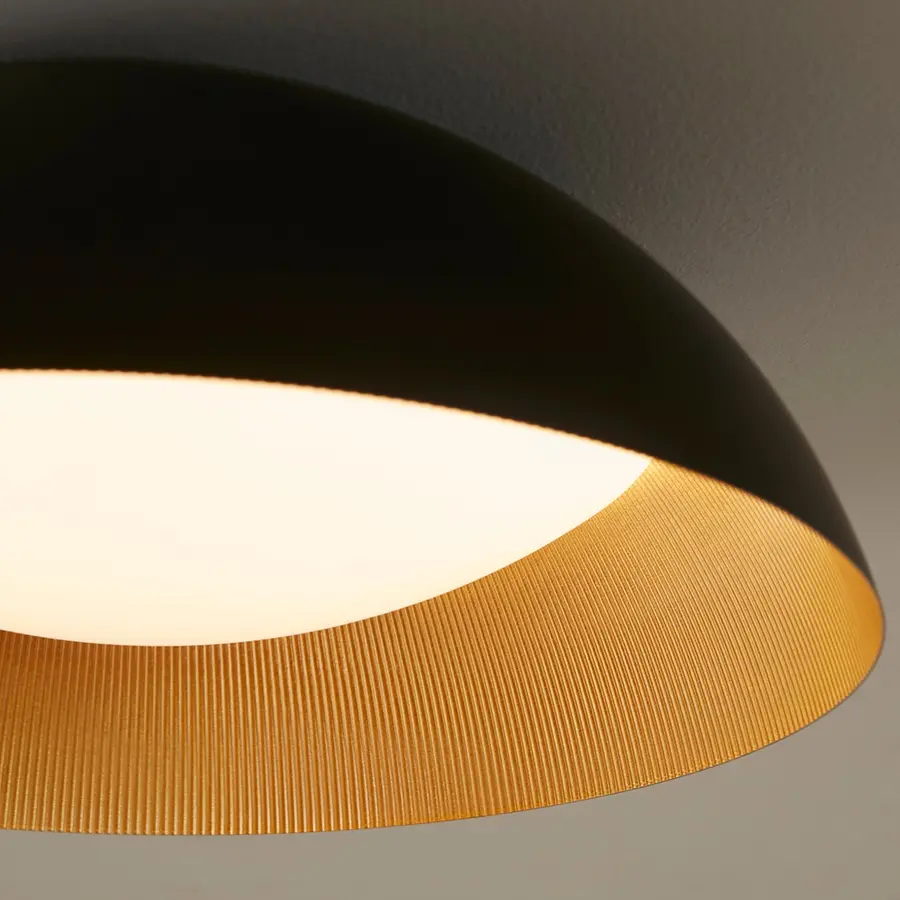 Lucci LED Flush Mount in Black with Industrial Brass - Image 6