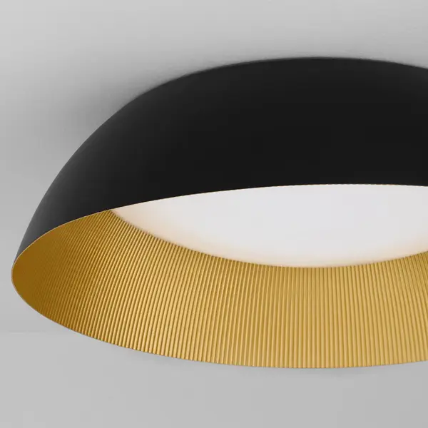 Lucci LED Flush Mount in Black with Industrial Brass - Image 3