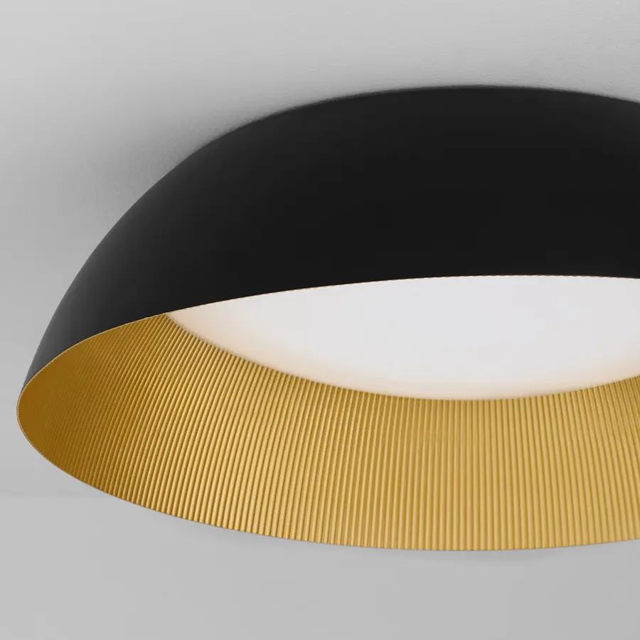 Lucci LED Flush Mount in Black with Industrial Brass - Image 3