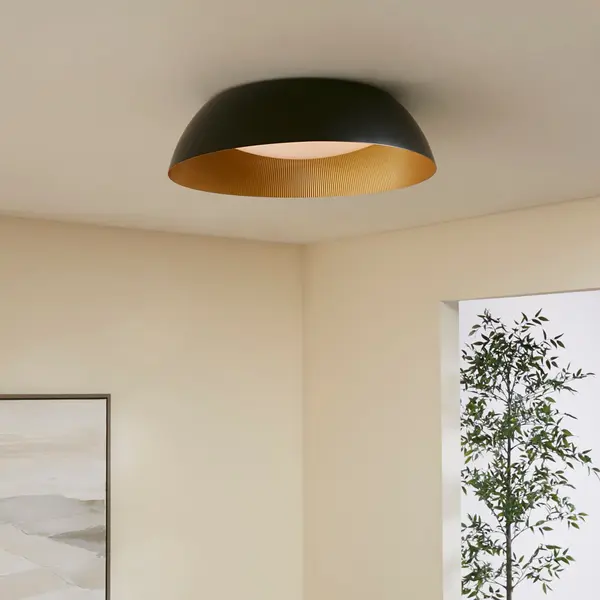 Lucci LED Flush Mount in Black with Industrial Brass - Image 5