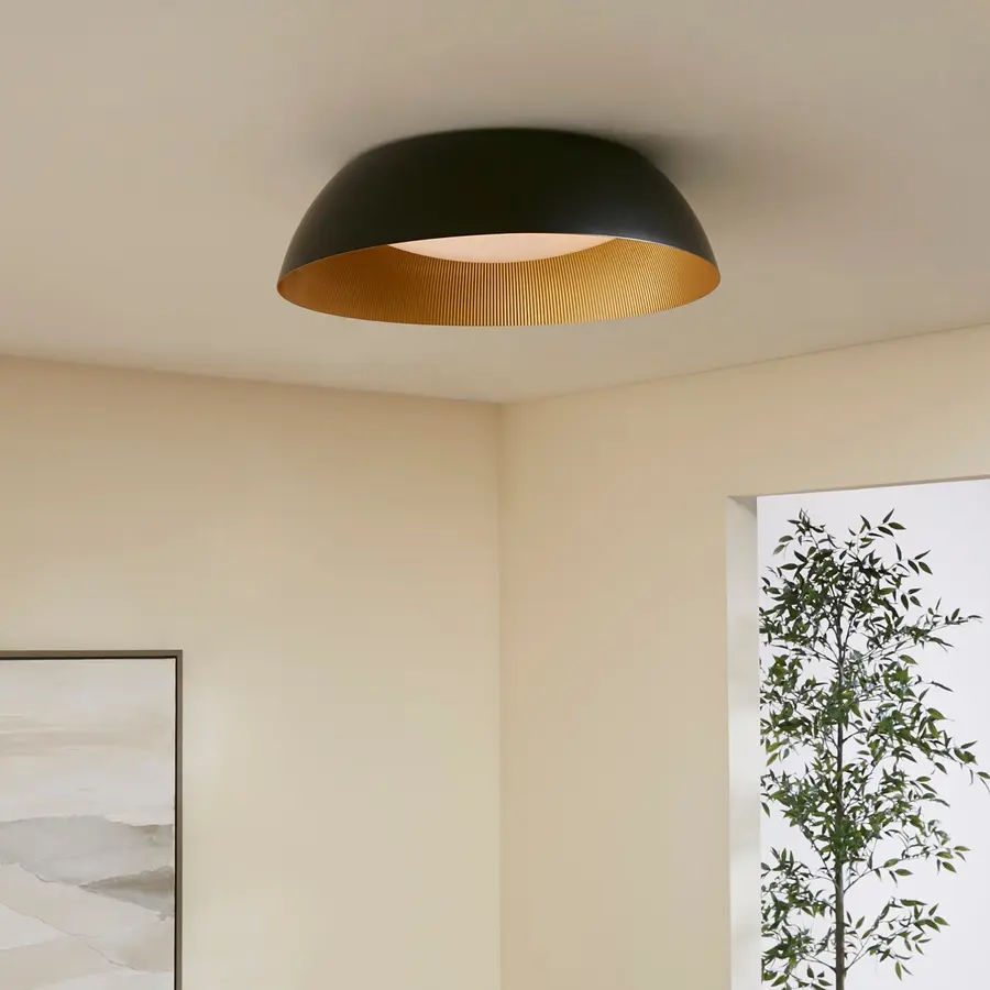 Lucci LED Flush Mount in Black with Industrial Brass - Image 5