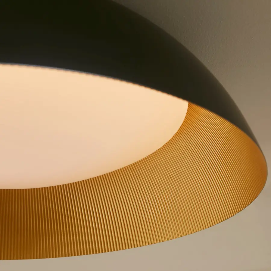 Lucci LED Flush Mount in Black with Industrial Brass - Image 6