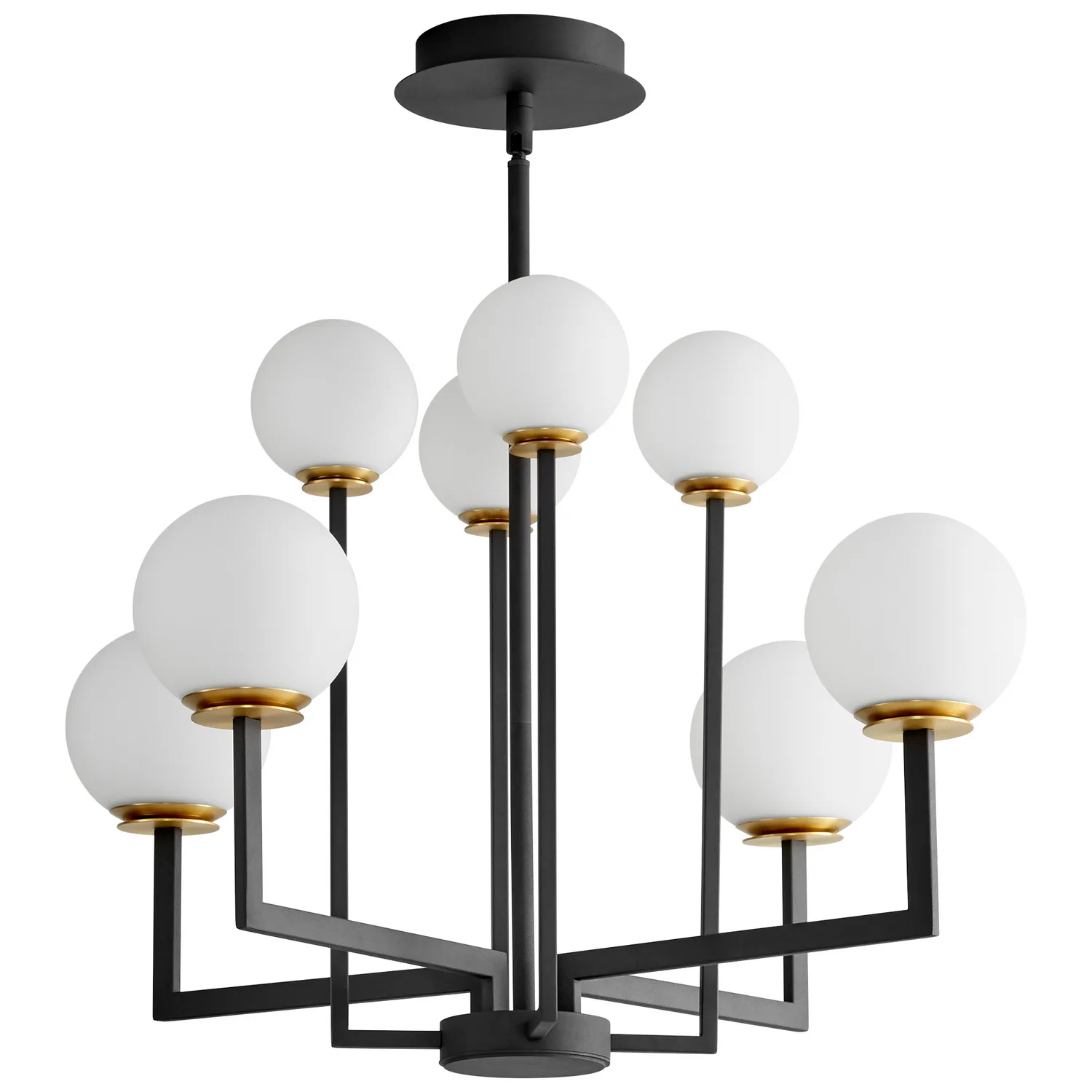 Bonzo LED Chandelier in Black|Aged Brass