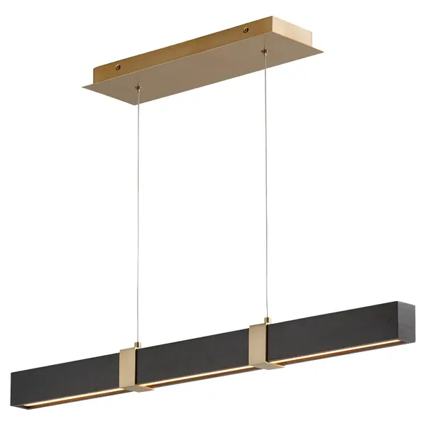 Decca LED Linear Pendant in Aged Brass and Black Oak - Image 2