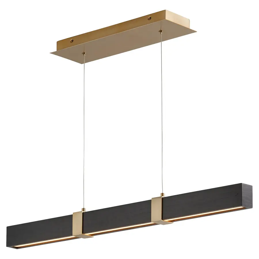 Decca LED Linear Pendant in Aged Brass and Black Oak - Image 2