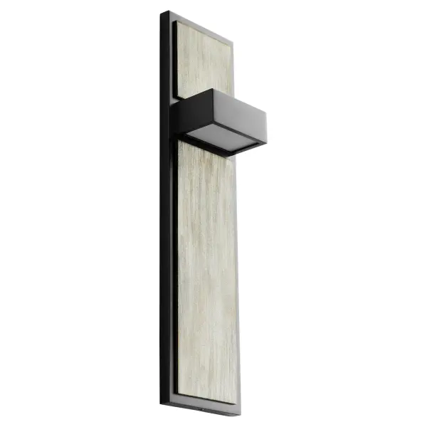 The Guapo LED sconce combines industrial black steel with warm weathered oak for a contemporary look. Its compact 4-inch width and integrated LED technology make it ideal for modern bathrooms and hallways where space efficiency matters.