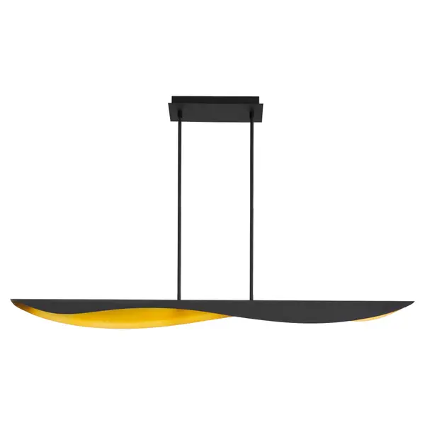 The unique design of the Pivot series catapults these fixtures into a realm of design noteworthy for abstract shapes and clean lines. The U-shaped shades, akin to the shape of a boat, provide the perfect surface for soft reflection of CCT adjustable LED arrays, creating a memorable ambiance. Two-toned finished and elongated edges form gentle waves in silhouettes. Choose from a selection of flush mount, wall mount, or hanging lighting, and add the whimsical Pivot series to your next project. Collection: Pivot Finish: Black|Aged Brass Width: 4.00" Height: 3.50" Length: 55.00" Weight: 15.00 lb Bulbs Included Number of Bulbs: 1 Maximum Wattage: 32.00 W Bulb Type: LED Bulb Base: Array Light Source: LED CRI: 90 Voltage: 120.00 V Country of Origin: China Safety Listing: UL, ETL Safety Rating: Damp LED - alternate view