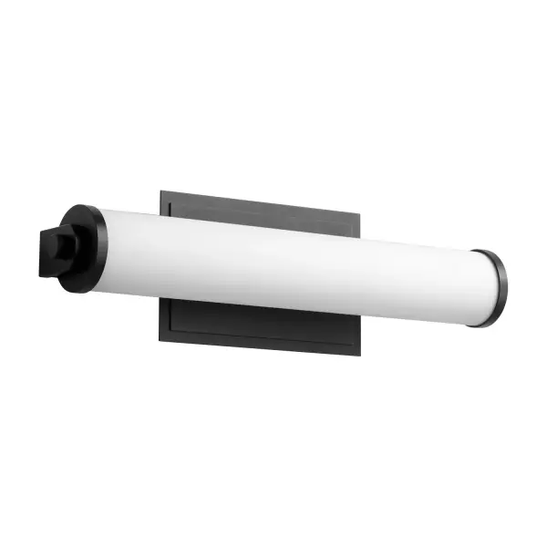 The Tempus LED vanity light delivers bright, energy-efficient illumination in a contemporary black finish. Its integrated LED provides excellent color rendering and warm 3000K light, perfect for grooming tasks.