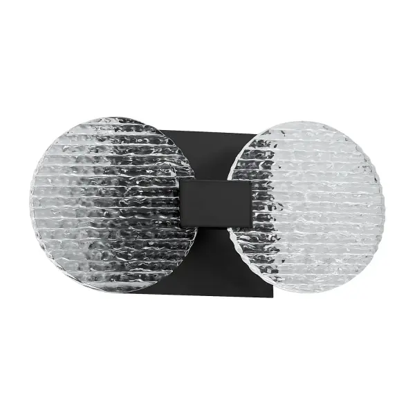 The Axiom LED Wall Sconce combines modern geometric styling with energy-efficient LED technology. Its textured ice acrylic diffuser and sleek black finish create a sophisticated look ideal for contemporary bathrooms and hallways.