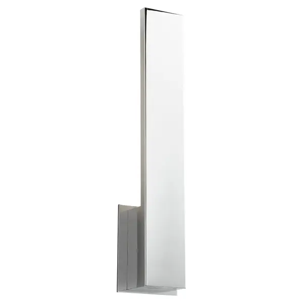 This contemporary wall sconce delivers impressive 1475-lumen output in a compact 19.5-inch profile. The polished chrome finish and matte white glass create a clean, modern aesthetic perfect for task or ambient lighting. - alternate view