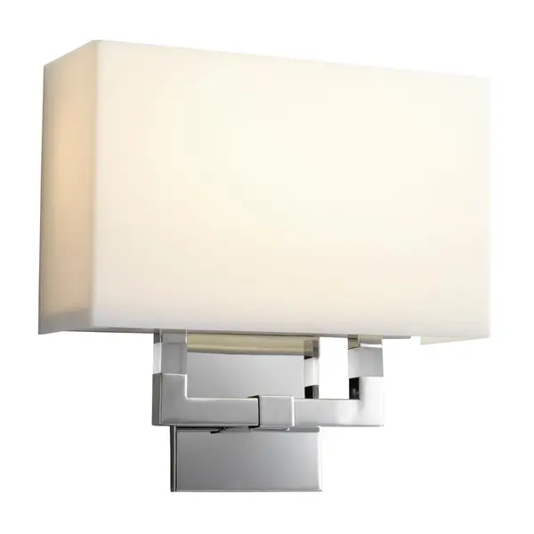 This compact wall sconce delivers bright, warm LED light in a polished chrome finish. The matte white glass diffuses light evenly, making it ideal for task lighting in bathrooms and hallways. - alternate view