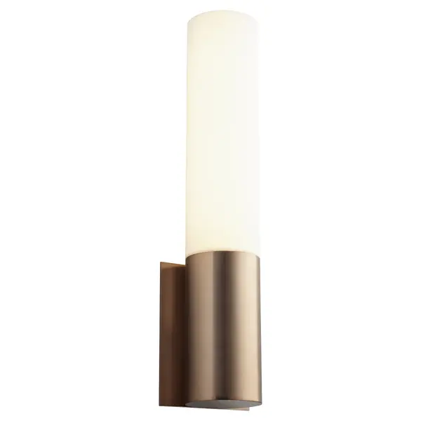 The Magnum LED Wall Sconce combines contemporary styling with practical LED technology. Its satin copper finish and matte white shade create a sophisticated look while delivering 1475 lumens of warm 3000K light. - alternate view